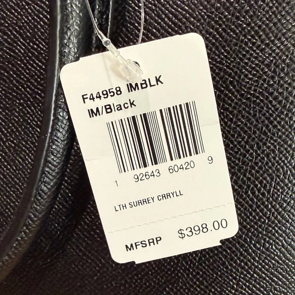 NWT Coach Black Leather Surrey Mini Carryall with Gold Accents - Picture 8 of 8